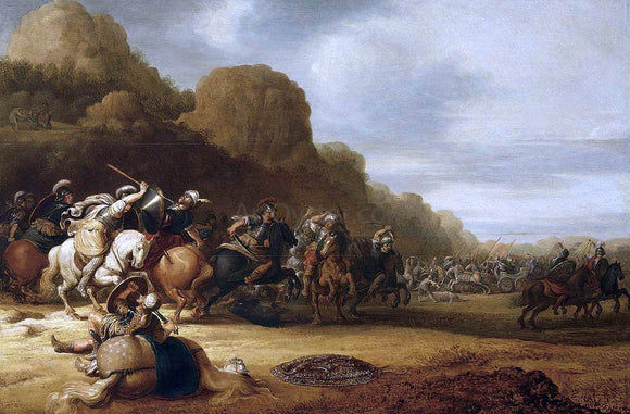  Gerrit Claesz Bleker Cavalry Battle Scene - Canvas Art Print