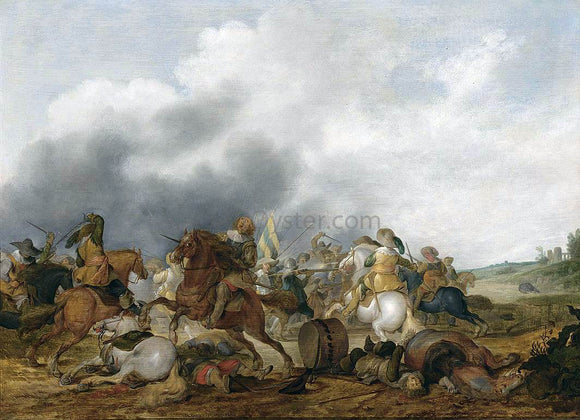  Palamedes Palamedesz Cavalry Battle Scene - Canvas Art Print