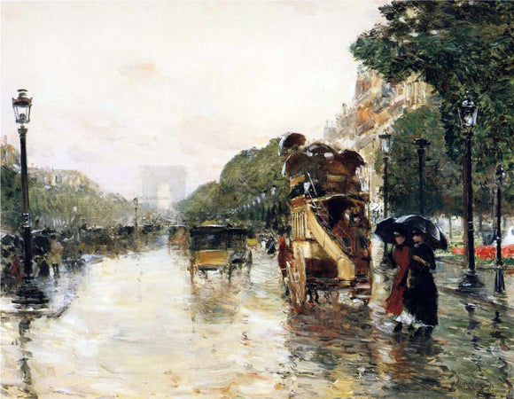  Frederick Childe Hassam Champs Elysees, Paris - Canvas Art Print