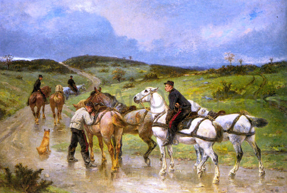  Pierre Auguste Brunet-Houard Changing Horses - Canvas Art Print
