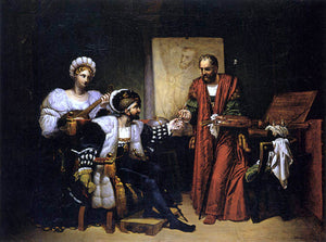  Pierre-Nolasque Bergeret Charles V Picking up Titian's Paintbrush - Canvas Art Print