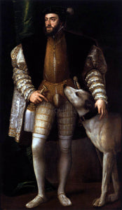  Titian Charles V Standing with His Dog - Canvas Art Print