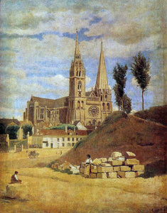  Jean-Baptiste-Camille Corot Chartres Cathedral - Canvas Art Print