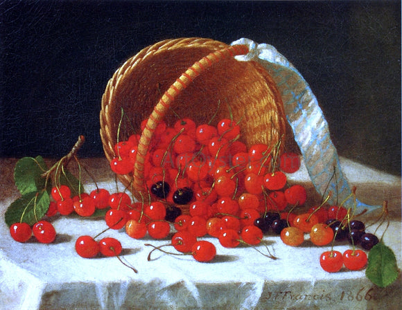  John F Francis Cherries Spilling from a Basket - Canvas Art Print
