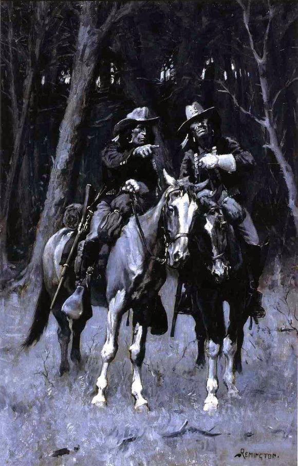  Frederic Remington Cheyenne Scouts Patrolling the Big Timber of the North Canadian, Oklahoma - Canvas Art Print