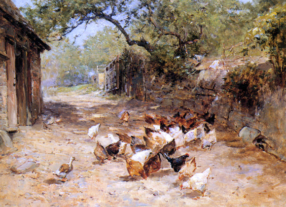  Ernst Walbourn Chickens in a Farmyard - Canvas Art Print