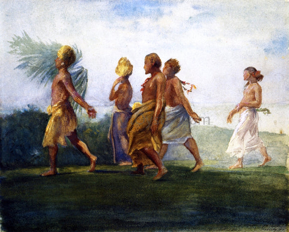  John La Farge Chiefs and Chiefesses Passing on Their Way to a Great Conference, Evening, Samoa - Canvas Art Print