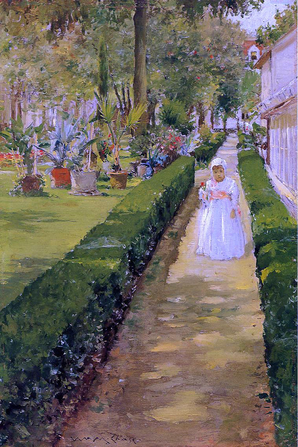  William Merritt Chase Child on a Garden Walk - Canvas Art Print