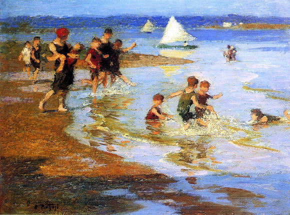  Edward Potthast Children at Play on the Beach - Canvas Art Print