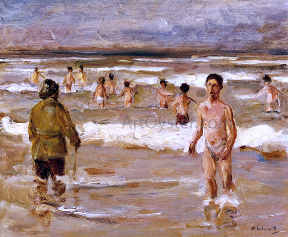  Max Liebermann Children Bathing in the Sea - Canvas Art Print