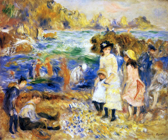  Pierre Auguste Renoir Children by the Sea in Guernsey - Canvas Art Print