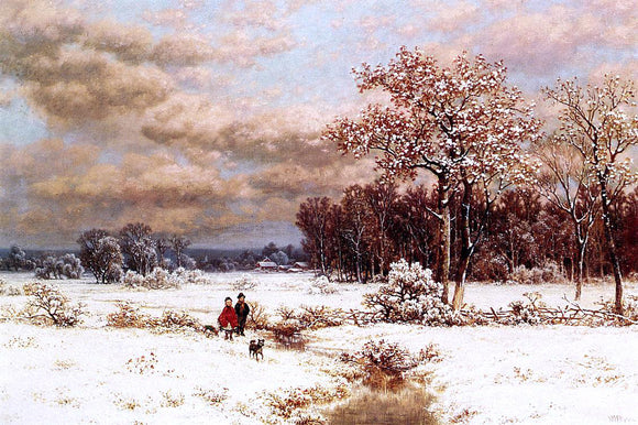  William Mason Brown Children in a Snowy Landscape - Canvas Art Print