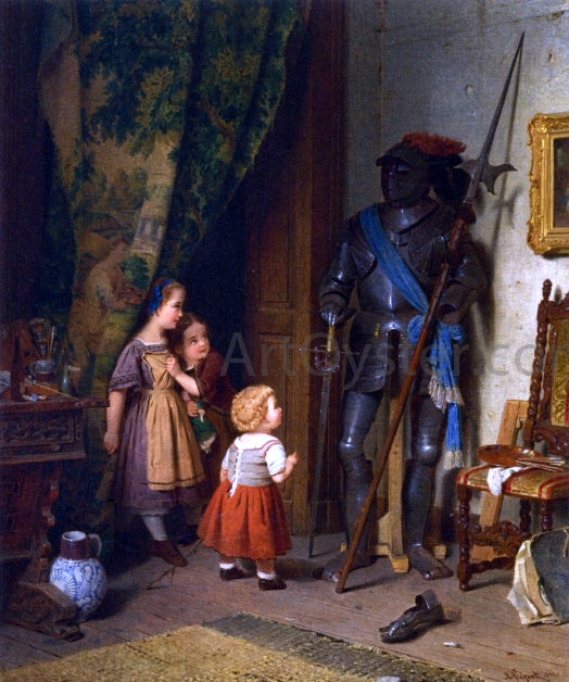  August Friedrich Siegert Children in the Painter's Studio - Canvas Art Print