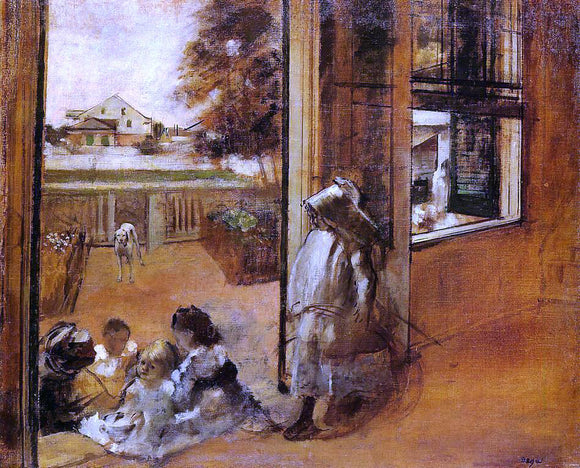  Edgar Degas Children on a Doorstep - Canvas Art Print