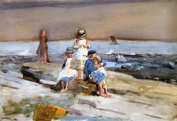  Winslow Homer Children on the Beach - Canvas Art Print
