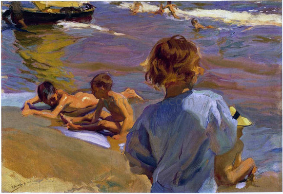 Joaquin Sorolla Y Bastida Children on the Beach, Valencia - Canvas Art Print