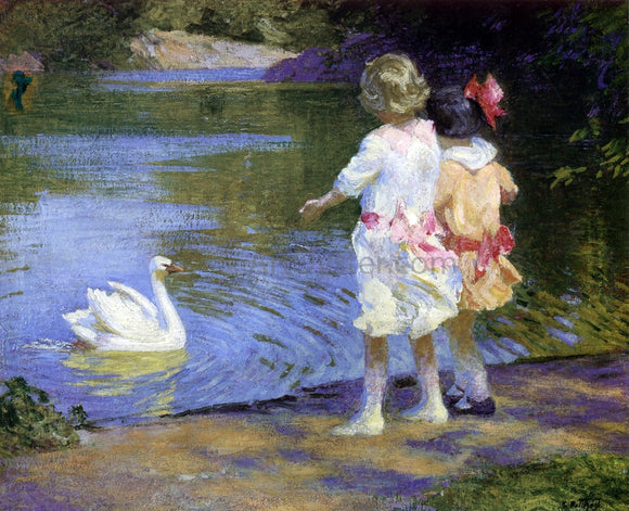  Edward Potthast Children with a Swan - Canvas Art Print