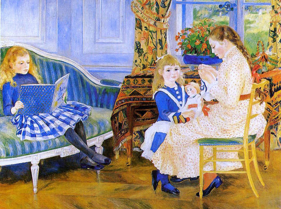  Pierre Auguste Renoir Children's Afternoon at Wargemont (also known as Marguerite, Lucie and Marthe Barard) - Canvas Art Print