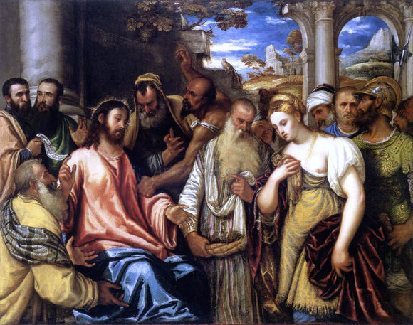  Polidoro Da lanciano Christ and the Adulteress - Canvas Art Print