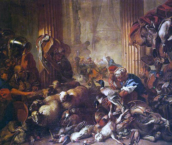  Giovanni Benedetto Castiglione Christ Chasing the Moneylenders from the Temple - Canvas Art Print