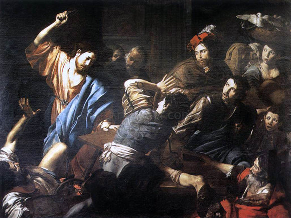  Valentin De boulogne Christ Driving the Money Changers out of the Temple - Canvas Art Print