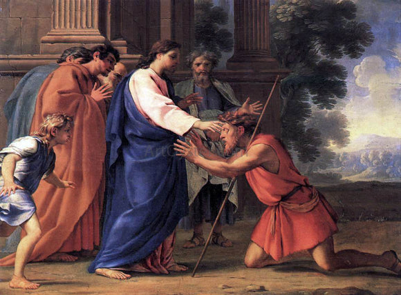  Eustache Le Sueur Christ Healing the Blind Man - Canvas Art Print