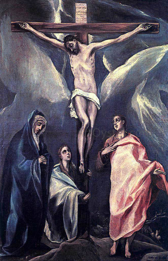  El Greco Christ on the Cross with the Two Maries and St John - Canvas Art Print