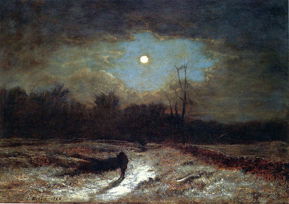  George Inness Christmas Eve (also known as Winter Moonlight) - Canvas Art Print