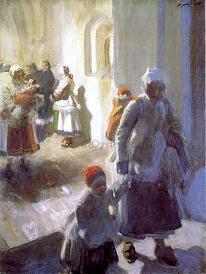  Anders Zorn A Christmas Morning Service - Canvas Art Print