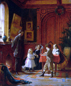  Eastman Johnson Christmas-Time, The Blodgett Family - Canvas Art Print