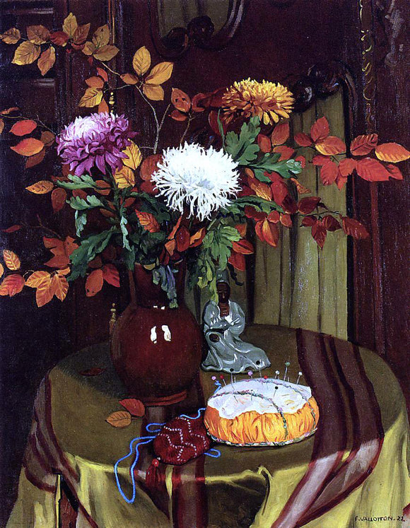  Felix Vallotton Chrysanthemums and Autumn Foliage - Canvas Art Print