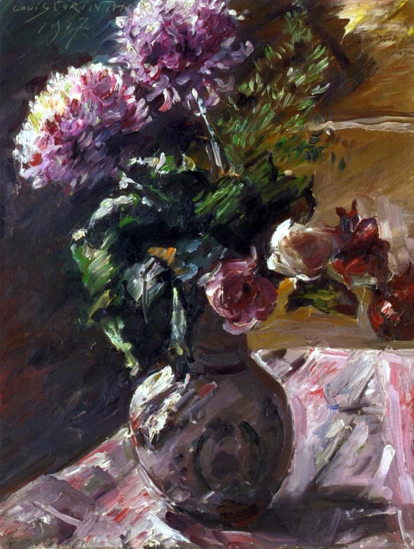  Lovis Corinth Chrysanthemums and Roses in a Jug - Canvas Art Print