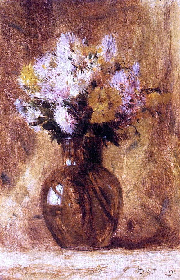  Dwight W Tryon Chrysanthemums - Canvas Art Print