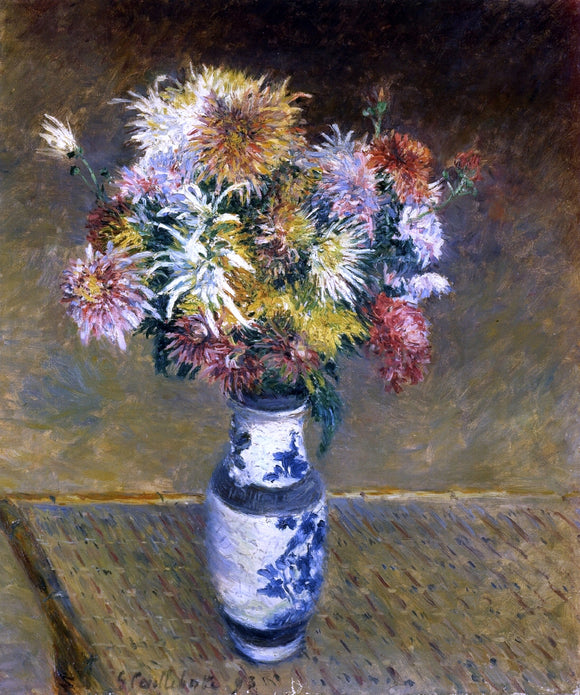  Gustave Caillebotte Chrysanthemums in a Vase - Canvas Art Print
