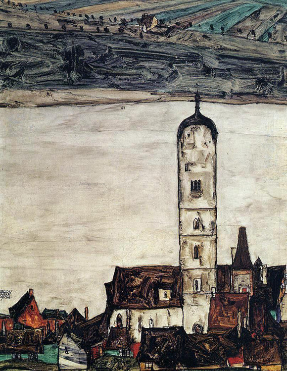  Egon Schiele Church in Stein on the Danube - Canvas Art Print