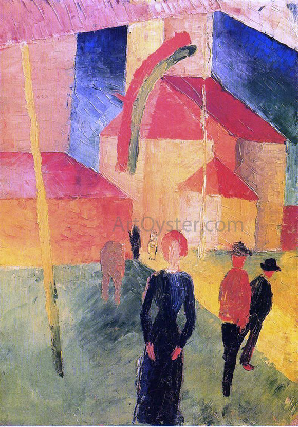  August Macke Church with Flags - Canvas Art Print