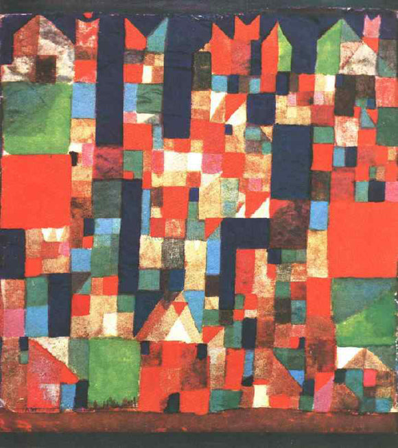  Paul Klee City Picture with Red and Green Accents - Canvas Art Print