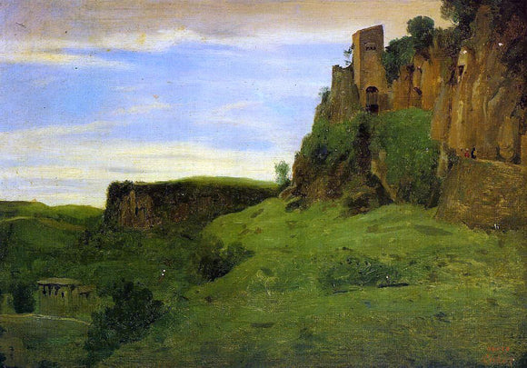  Jean-Baptiste-Camille Corot Civita Castelland - Buildings High in the Rocks (also known as La Porta San Salvatore) - Canvas Art Print
