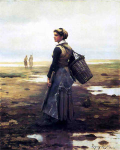  Daniel Ridgway Knight Clamming - Canvas Art Print