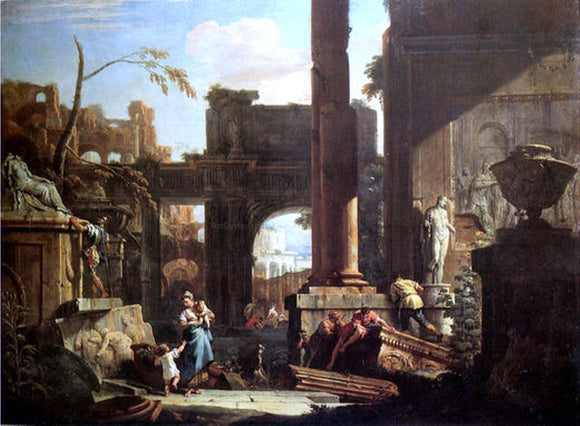  Sebastiano Ricci Classical Ruins and Figures - Canvas Art Print