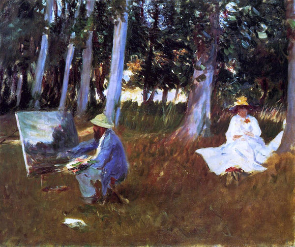  John Singer Sargent Claude Monet Painting by the Edge of the Woods - Canvas Art Print