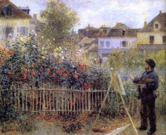  Pierre Auguste Renoir Claude Monet Painting in His Garden at Argenteuil - Canvas Art Print