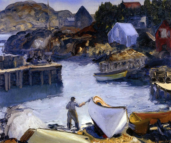  George Wesley Bellows Cleaning His Lobster Boat - Canvas Art Print