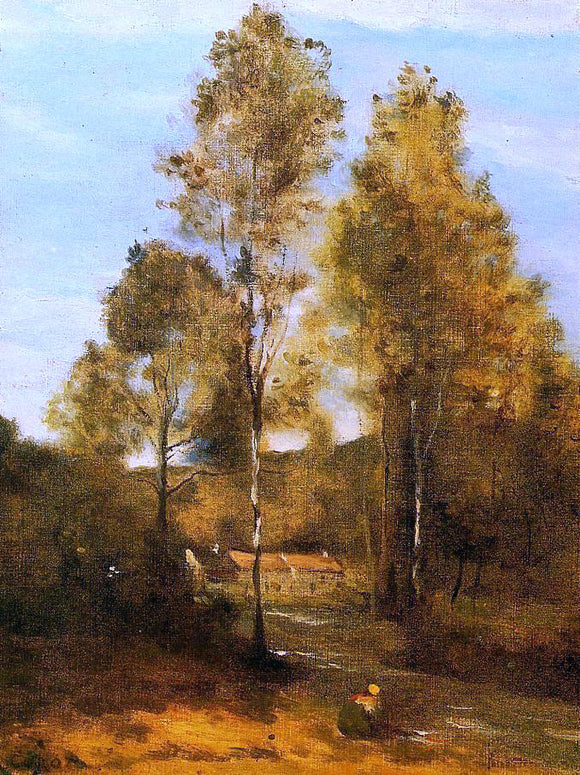  Jean-Baptiste-Camille Corot Clearing in the Bois Pierre, near at Eveaux near Chateau Thiery - Canvas Art Print