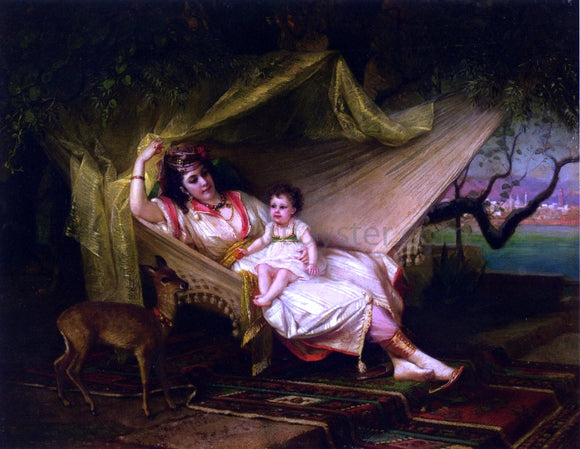  Constant Joseph Brochart Clementine Stora and her Daughter Lucie in an Interior, Constantinople - Canvas Art Print