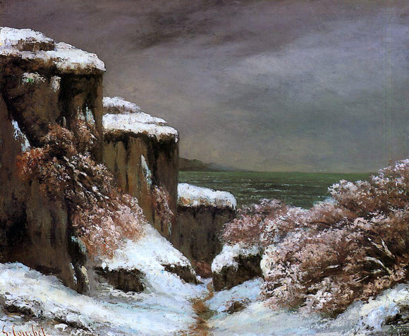  Gustave Courbet Cliffs by the Sea in the Snow - Canvas Art Print