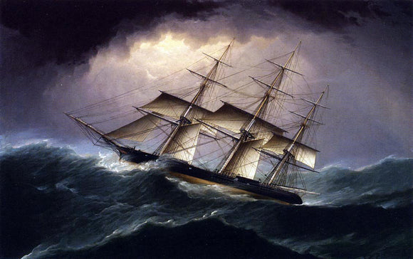 James E Buttersworth Clipper in a Heavy Sea - Canvas Art Print
