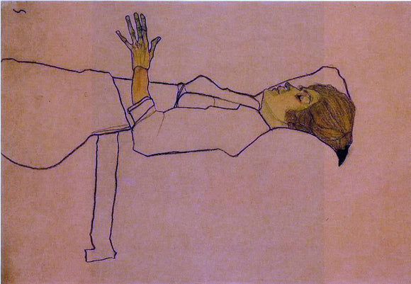  Egon Schiele Clothed Woman, Reclining - Canvas Art Print