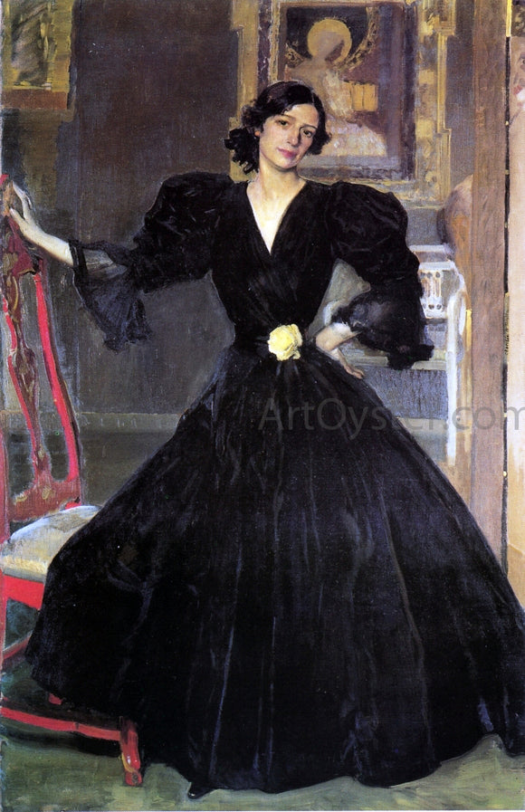  Joaquin Sorolla Y Bastida Clotilde in a Black Dress - Canvas Art Print