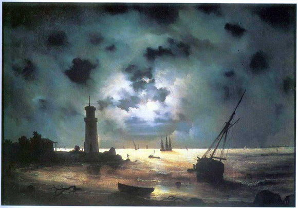  Ivan Constantinovich Aivazovsky Coast of Sea at Night - Canvas Art Print